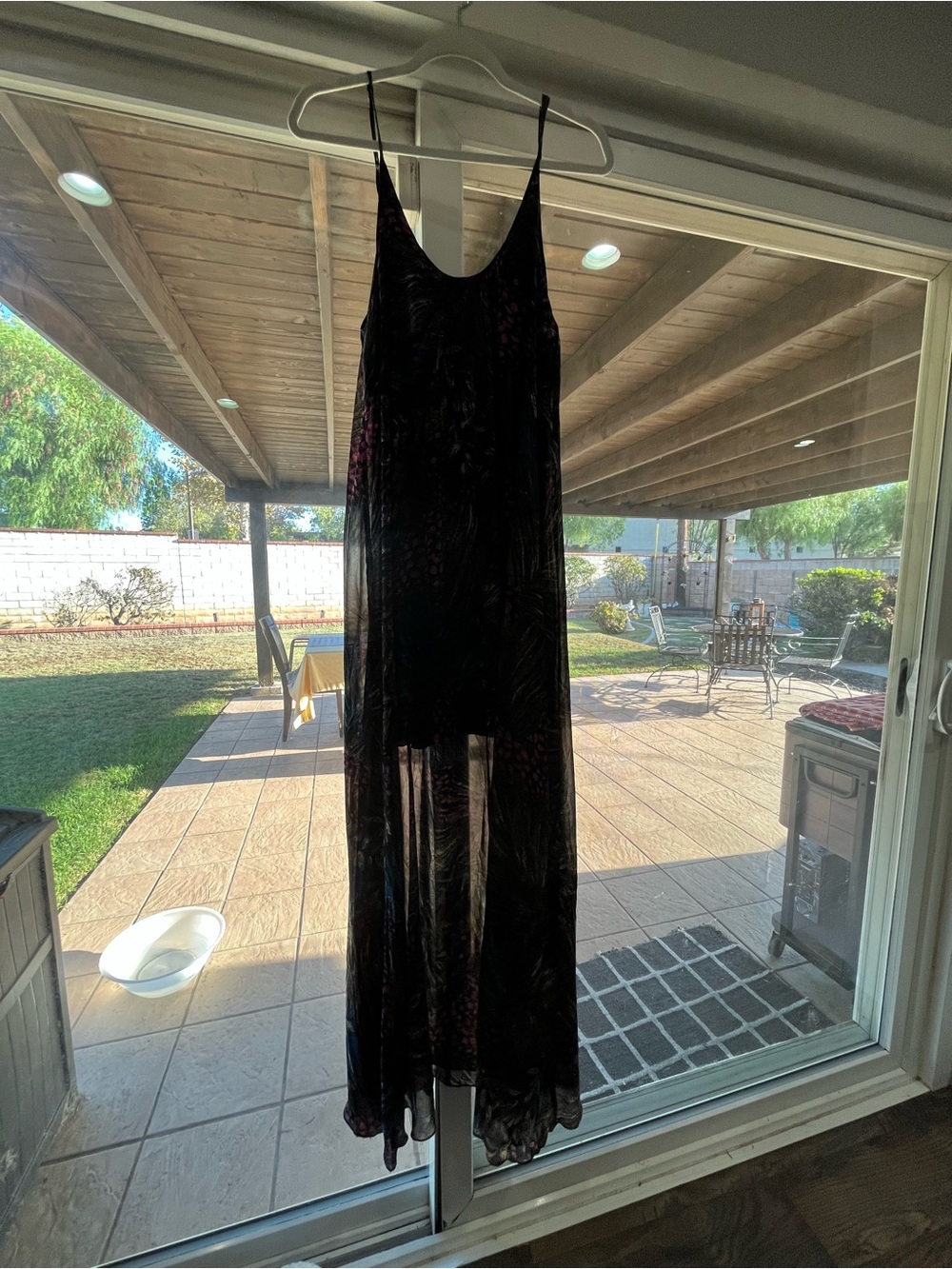 Black Sheer Slip Maxi Dress with V-Neck